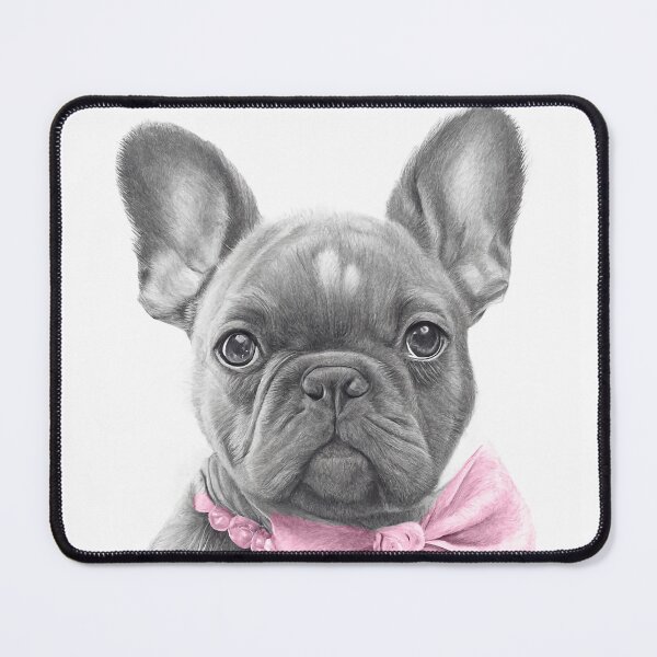 Item preview, Super cute pencil drawing frenchie puppy with pink bow designed and sold by Ilze Lucero.