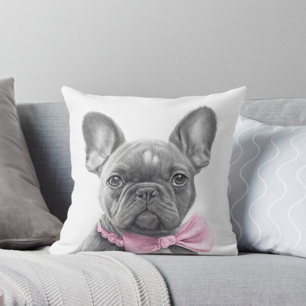 Item preview, Super cute pencil drawing frenchie puppy with pink bow designed and sold by Ilze Lucero.