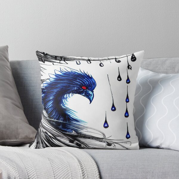 Item preview, Peacock Blue Raindrops Black and White Feathers designed and sold by deniselynnimage.