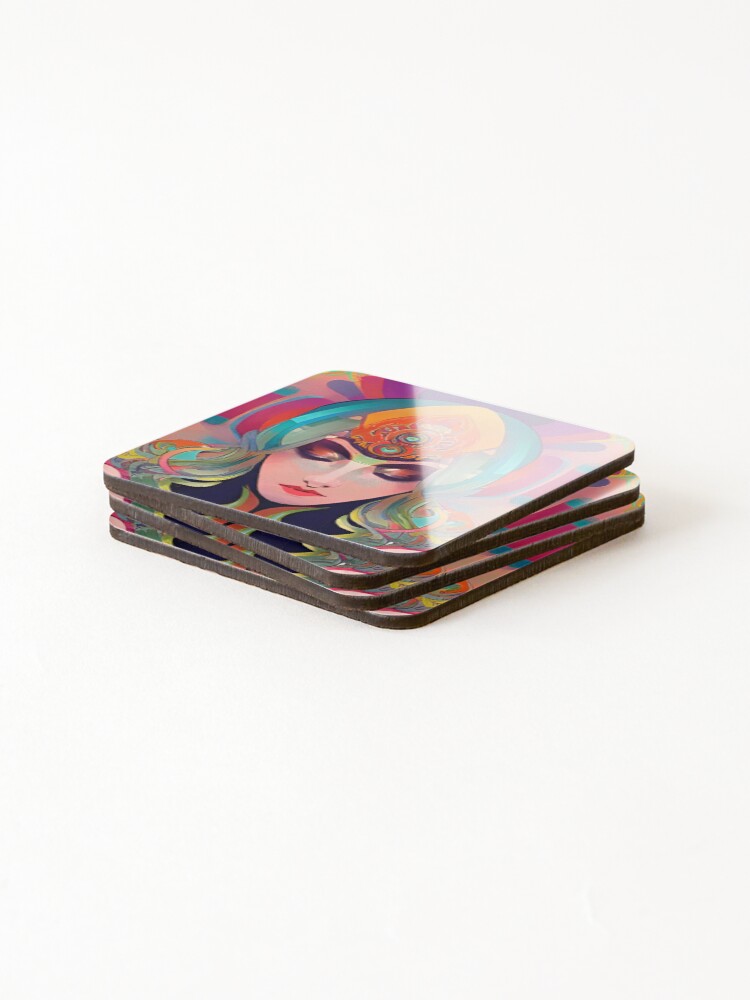 Thumbnail 4 of 5, Coasters (Set of 4), Retro Abstract Multi Colour Pattern designed and sold by Bashini.
