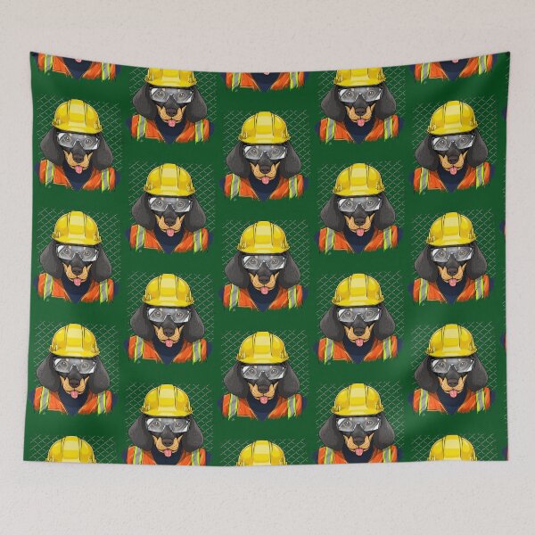 Item preview, Dachshund Construction Worker Wiener Sausage Dog 230 designed and sold by AmelinKnowles.
