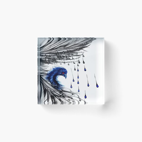 Item preview, Peacock Blue Raindrops Black and White Feathers designed and sold by deniselynnimage.