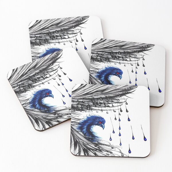 Item preview, Peacock Blue Raindrops Black and White Feathers designed and sold by deniselynnimage.
