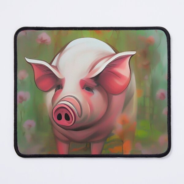 Item preview, Pretty watercolor of pig in the country flower garden farm pig designed and sold by ZiolaRosa.