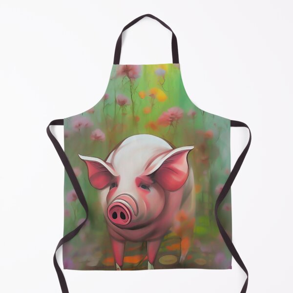 Item preview, Pretty watercolor of pig in the country flower garden farm pig designed and sold by ZiolaRosa.