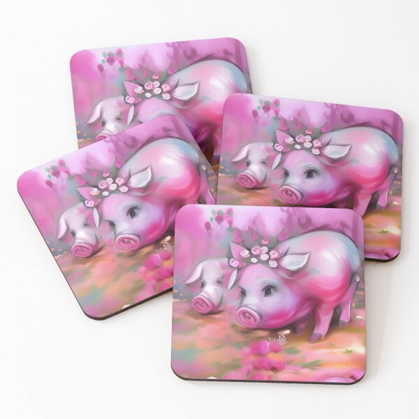 Item preview, Cute animals flowers garden farm pink pigs cute pig designed and sold by ZiolaRosa.