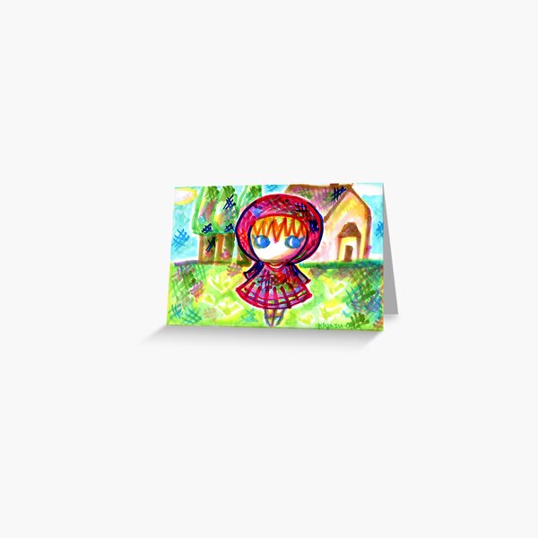 Cute Little Red Riding Hood by Kiyasu Oka (www.kiyasugreen.com) Greeting Card