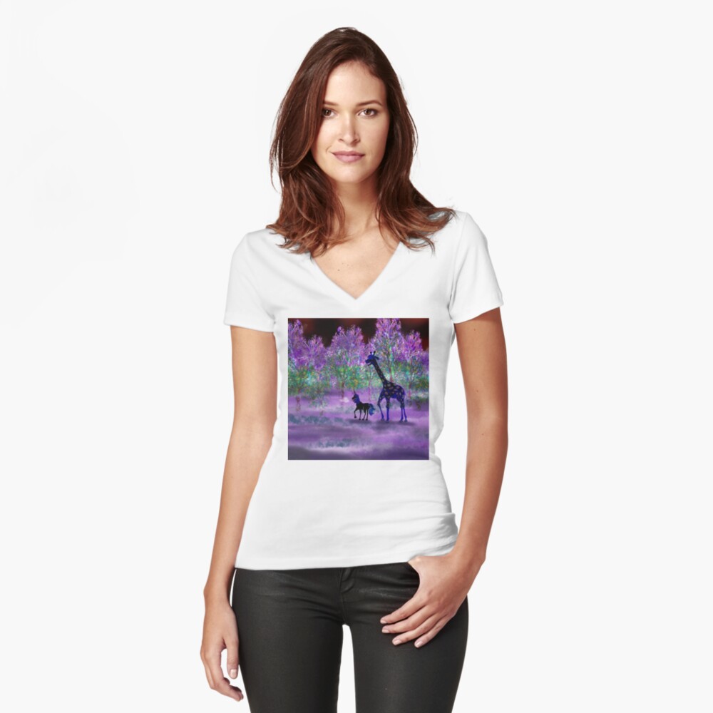Item preview, Fitted V-Neck T-Shirt designed and sold by HappigalArt.