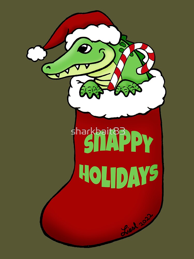 Funky Alligator in Santa Hat Christmas Stocking