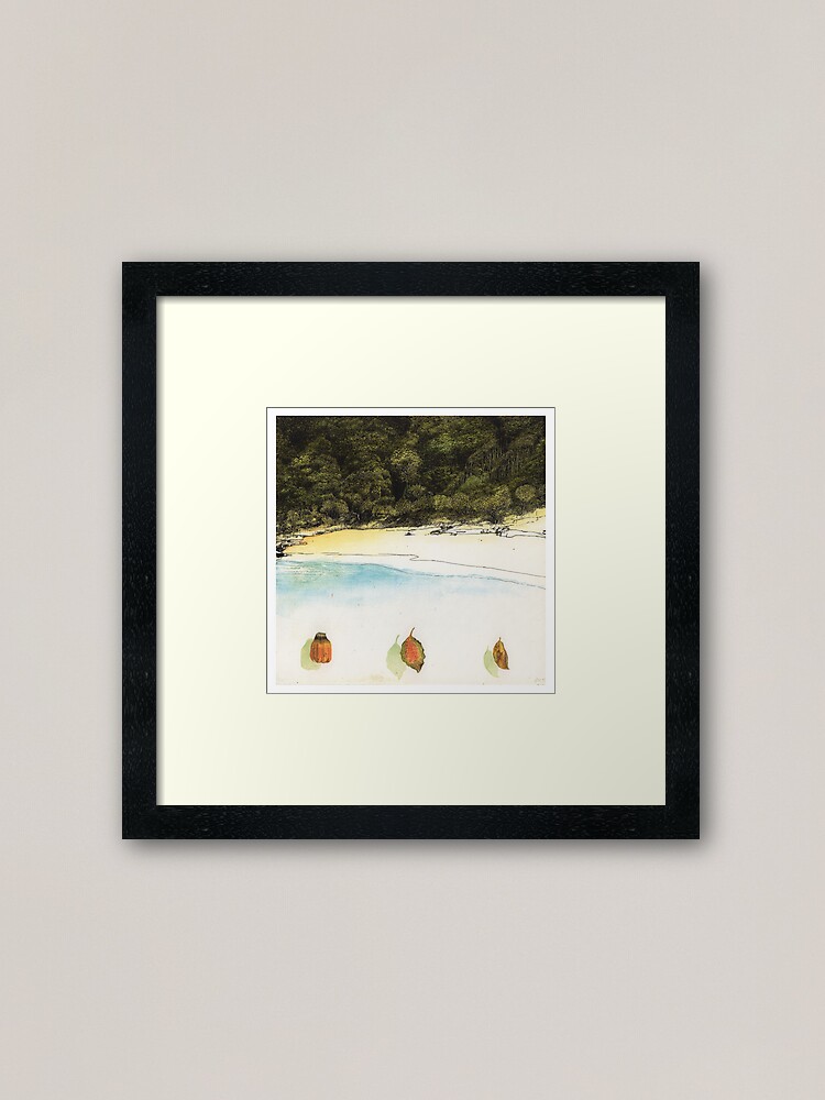 Thumbnail 1 of 7, Framed Art Print, Beach, leaves and pandanus seeds, Cavvanbah Country designed and sold by JonathanNix.