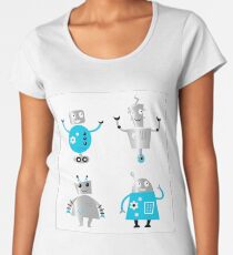 Cute kids robots blue Women's Premium T-Shirt