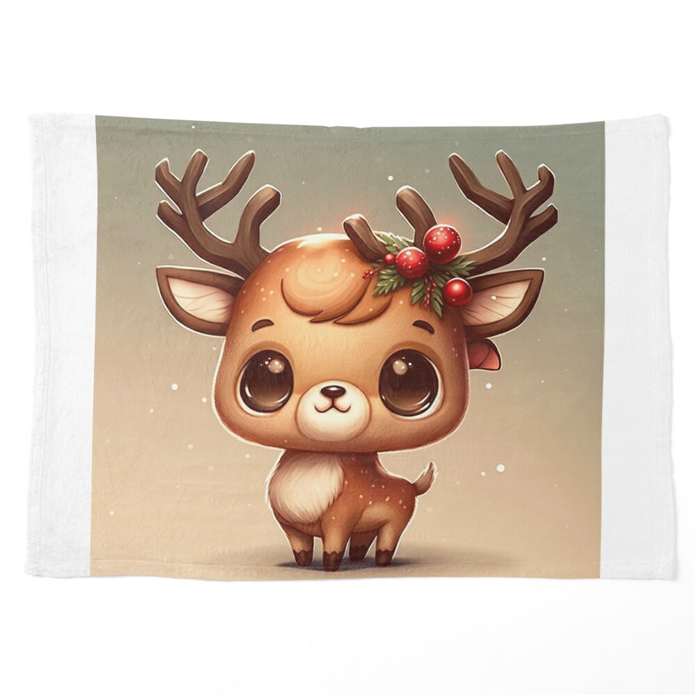 Vector illustration of cute reindeer face wearing red and green Christmas  scarf. Stock Vector | Adobe Stock