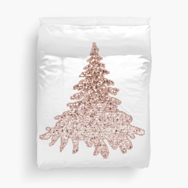 Sparkling christmas tree rose gold ombre Duvet Cover