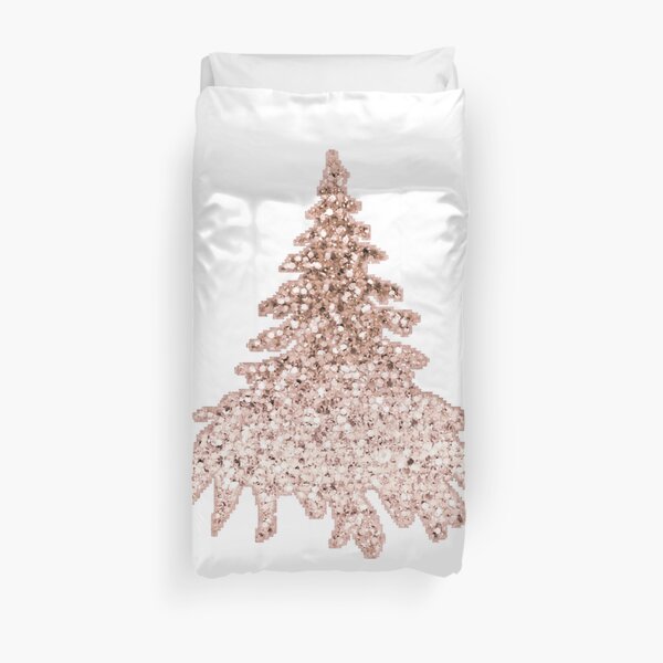 Sparkling christmas tree rose gold ombre Duvet Cover