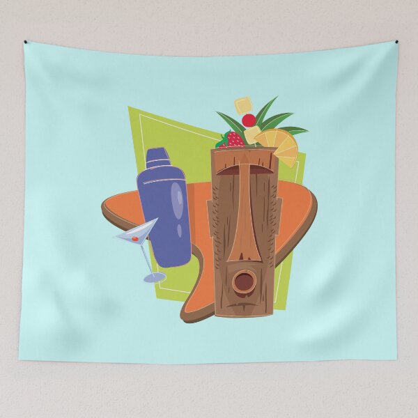 Artikelvorschau, Retro-Tiki-Bar, Vintage-Design aus der Mitte des Jahrhunderts entworfen und verkauft von Futurebeachbum.