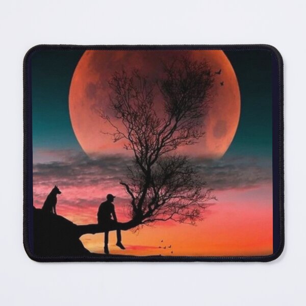 Item preview, Moon over Ocean With Man and Dog designed and sold by Rowena Jones.