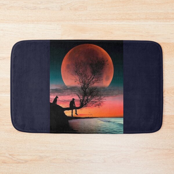 Item preview, Moon over Ocean With Man and Dog designed and sold by Rowena Jones.
