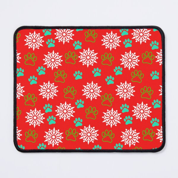 Item preview, Snowflakes and Paws - Aqua and Green on Red designed and sold by 8PawsStudio.