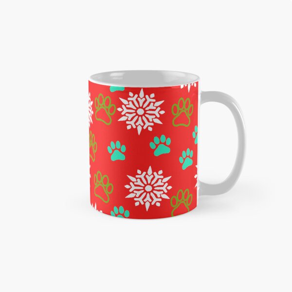 Item preview, Snowflakes and Paws - Aqua and Green on Red designed and sold by 8PawsStudio.