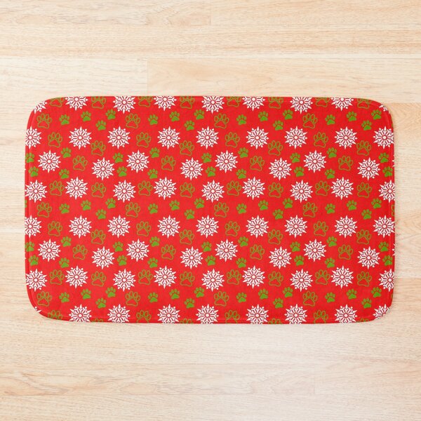 Item preview, Snowflakes and Paws - Green on Red designed and sold by 8PawsStudio.
