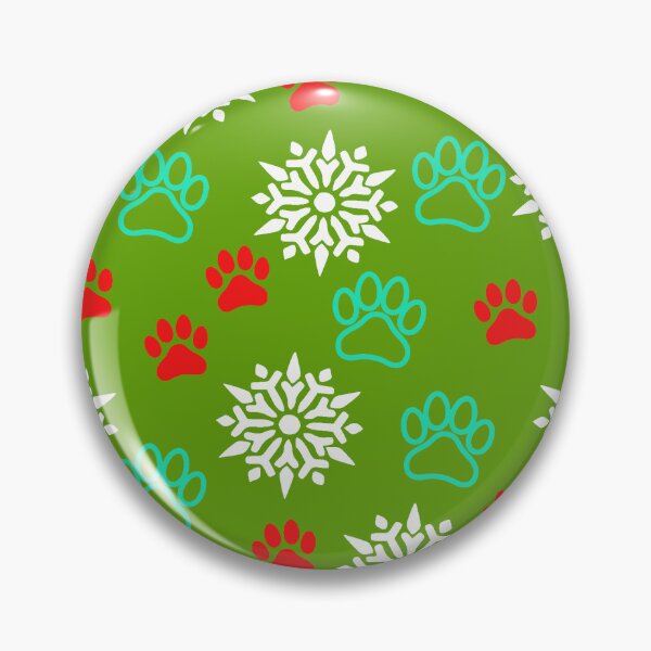 Item preview, Snowflakes and Paws - Aqua and Red on Green designed and sold by 8PawsStudio.