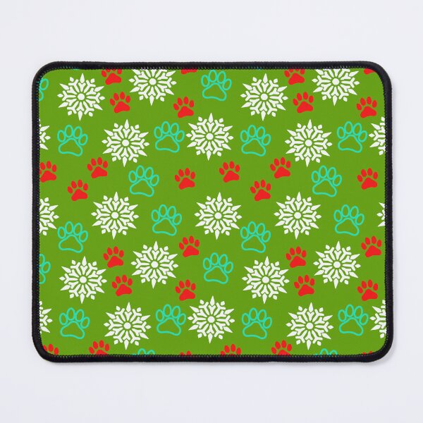 Item preview, Snowflakes and Paws - Aqua and Red on Green designed and sold by 8PawsStudio.