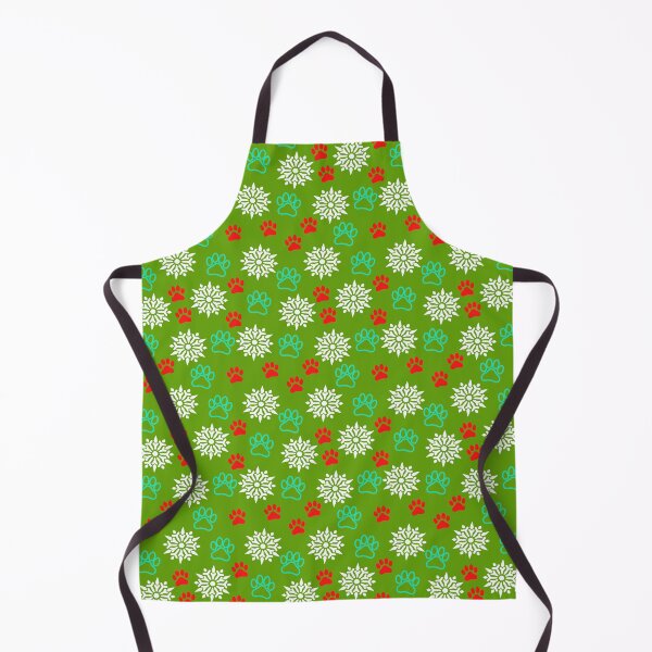 Item preview, Snowflakes and Paws - Aqua and Red on Green designed and sold by 8PawsStudio.