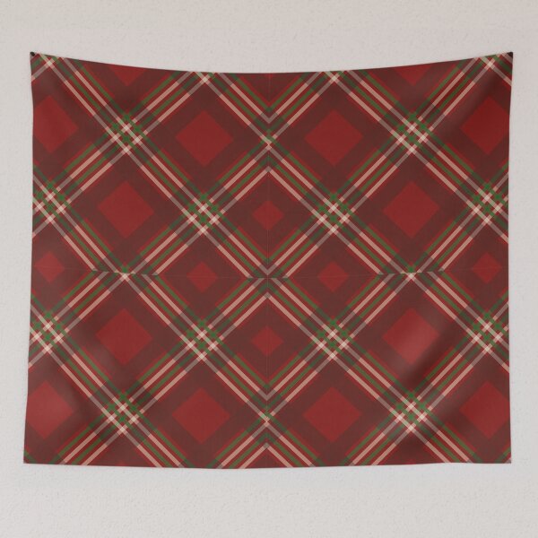 Item preview, Red and Green Four Lines Symmetry Diagonal Checked Square Diamond Geometric Christmas Pattern designed and sold by Moyanana.
