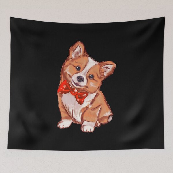 Item preview, Cute Puppy Welsh Corgi in Bow Red designed and sold by teamph.