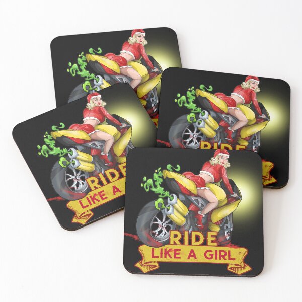 Item preview, Ride like a Girl Biker Mrs Santa Motorcycle designed and sold by BlackSheepEllis.