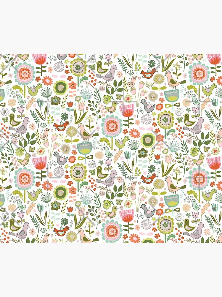 Birds and Blooms - Springtime - Pretty Floral Bird Pattern by Cecca Designs by Cecca-Designs