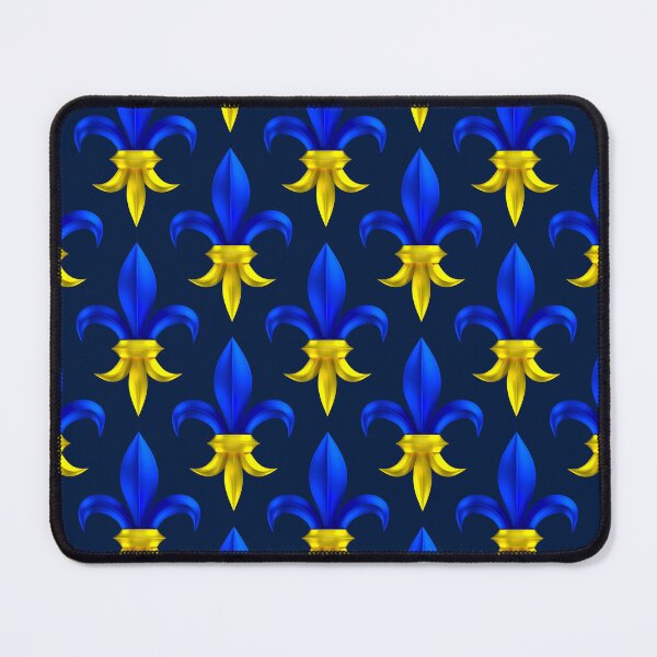 Item preview, Fleur de Lys / Fleur de Lis 3D metal look blue, yellow pattern large 2 designed and sold by lathspell.