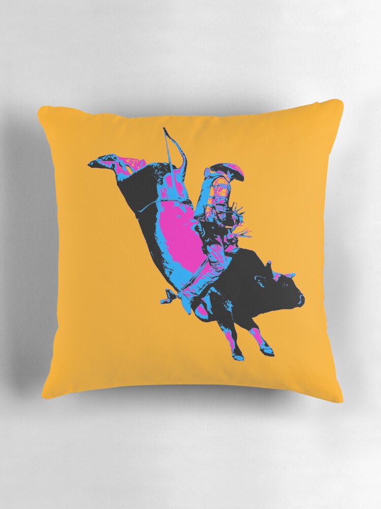 Thumbnail 3 of 4, Pillow, Bull Riding Cowboy - Rodeo Event designed and sold by NaturePrints.