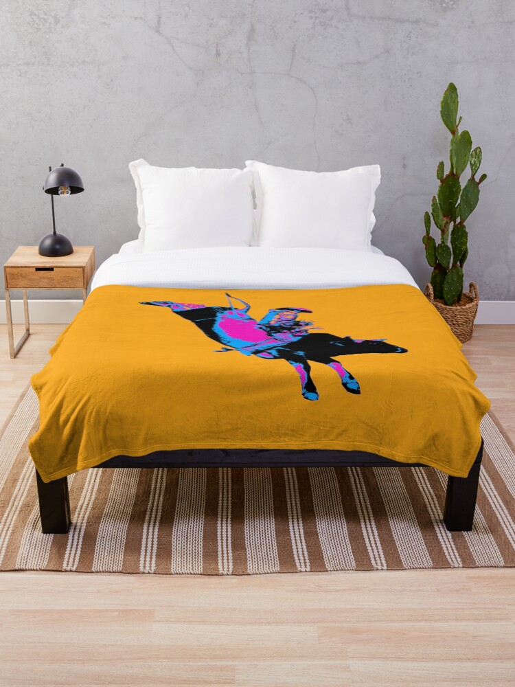 Thumbnail 1 of 6, Throw Blanket, Bull Riding Cowboy - Rodeo Event designed and sold by NaturePrints.