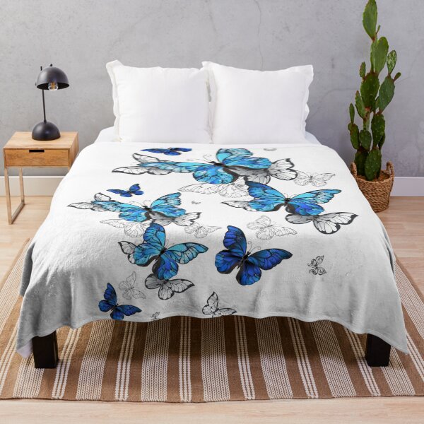 Item preview, Blue Butterflies - White Background designed and sold by msliewdesign.