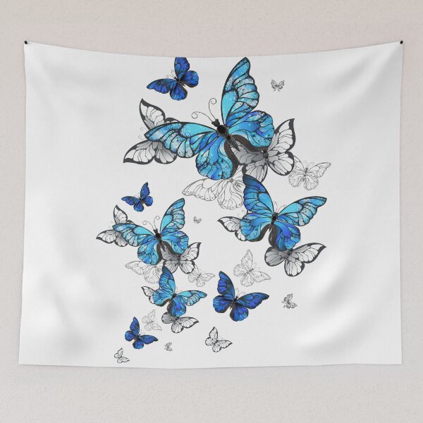 Item preview, Blue Butterflies - White Background designed and sold by msliewdesign.