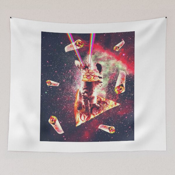 Item preview, Space Cat Eating Pizza - Rainbow Laser Eyes, Burrito  designed and sold by SkylerJHill.