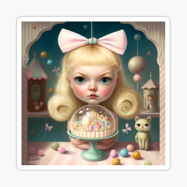 Candy girl with cute cat Sticker