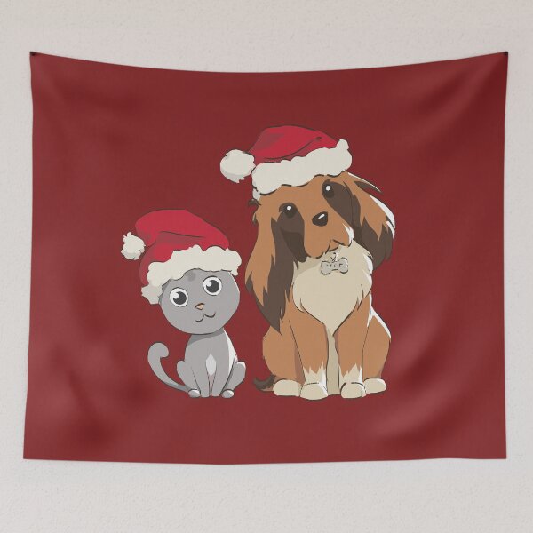 Item preview, Xmas Doggy and Kitty - red designed and sold by FluffyPuffyFolk.