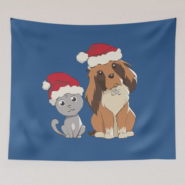 Item preview, Xmas Doggy and Kitty - blue designed and sold by FluffyPuffyFolk.