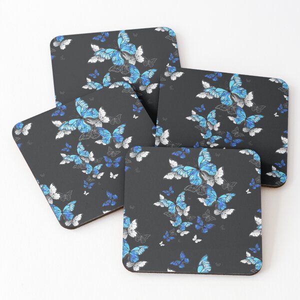 Item preview, Blue Butterflies - Black Background designed and sold by msliewdesign.