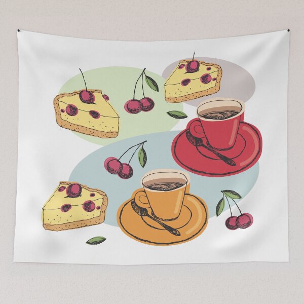 Item preview, Black Cherry Pie And A Steaming Hot Cup Of Coffee designed and sold by BunnyThePainter.