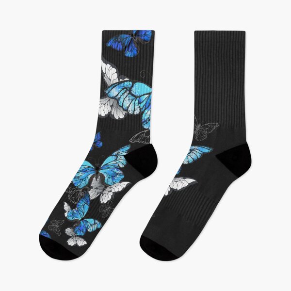 Item preview, Blue Butterflies - Black Background designed and sold by msliewdesign.