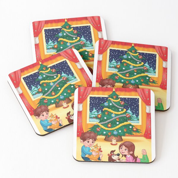 Artikelvorschau, Weihnachtsbäume und glückliche Kinder im Throw-Kissen entworfen und verkauft von PRECALB OUTFIT.