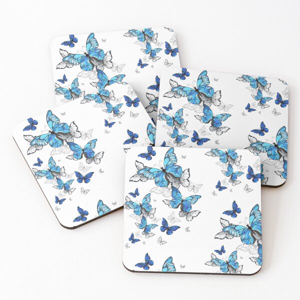 Item preview, Blue Butterflies - White Background designed and sold by msliewdesign.