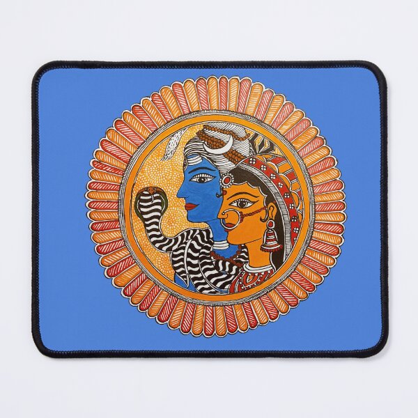 Item preview, Lovebirds - Shiv Parvati - Madhubani Painting - Indian Folk Art designed and sold by ShrutiCreates.