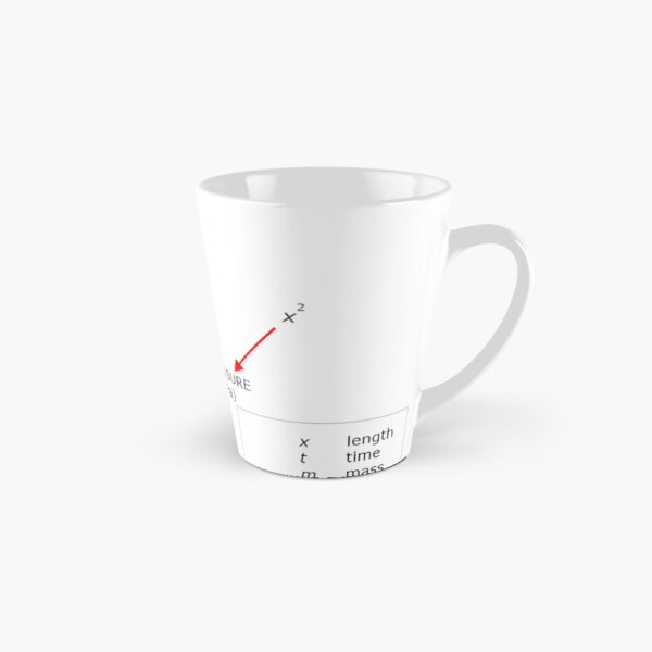 Arrangement of the principal measurements in physics based on the mathematical manipulation of length, time, and mass. Tall Mug