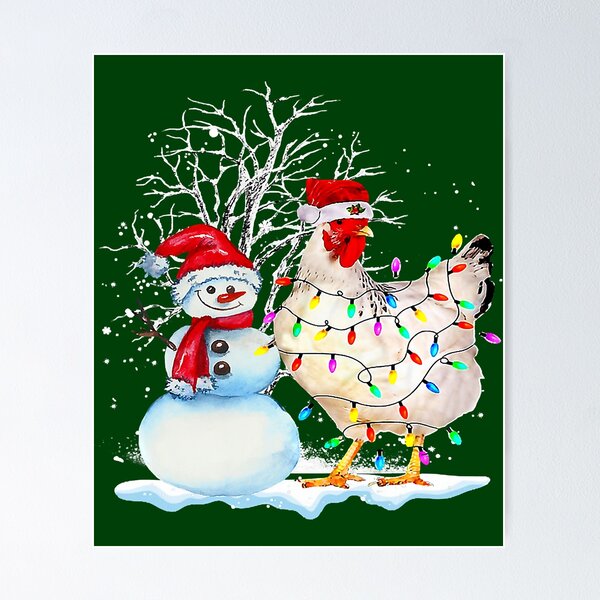 Aperçu de l'œuvre Noël Bonhomme De Neige Et Poulet Xmas Lights343 créée et vendue par 2SCOM.