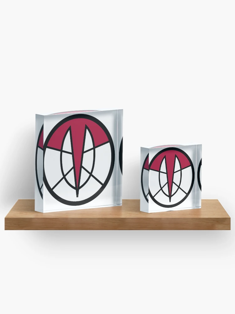 Aperçu 3 sur 5. Bloc acrylique avec l'œuvre Symbole ROTTMNT - Raph Rouge créée et vendue par Random Fandom Merch.