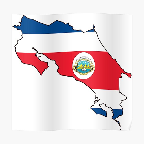 "Costa Rica Flag Map" Poster for Sale by lilyandart Redbubble